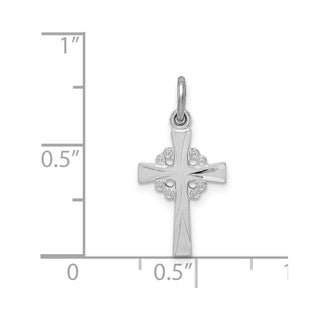 Sterling Silver Rhodium-plated Diamond-cut Cross Pendant QC9701