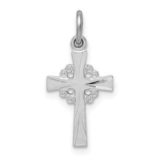 Sterling Silver Rhodium-plated Diamond-cut Cross Pendant QC9701