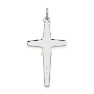 Sterling Silver Rhodium-plated & Gold Tone Cross Pendant QC9702