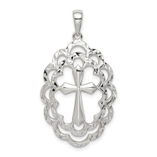 Sterling Silver Diamond-cut Cross Pendant QC9710