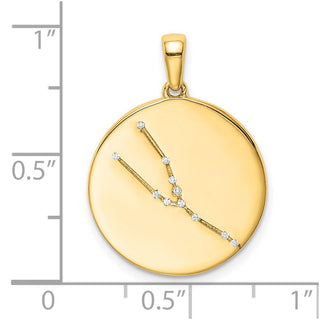 Gold-plated Sterling Silver and CZ Taurus Zodiac Pendant