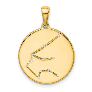 Gold-plated Sterling Silver and CZ Aquarius Zodiac Pendant