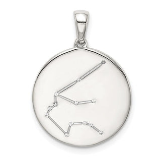Sterling Silver & CZ Aquarius Zodiac Pendant