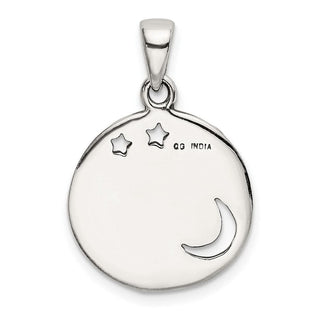 Sterling Silver Love You To The Moon Antiqued Star And Moon Pendant 9761