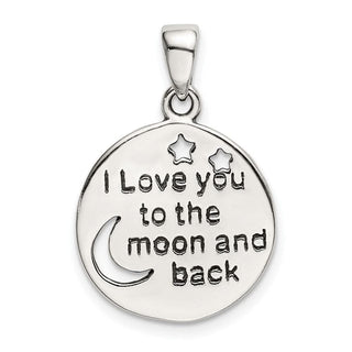 Sterling Silver Love You To The Moon Antiqued Star And Moon Pendant 9761