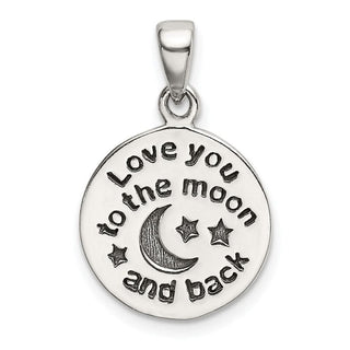 Sterling Silver Love You To The Moon Antiqued Star and Moon Pendant