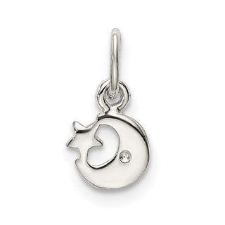 Sterling Silver Enameled Blue Moon and Star Charm