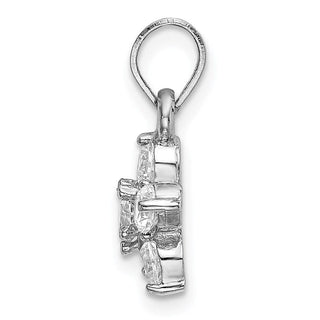Sterling Silver Rhodium-Plated CZ Star Motif Pendant