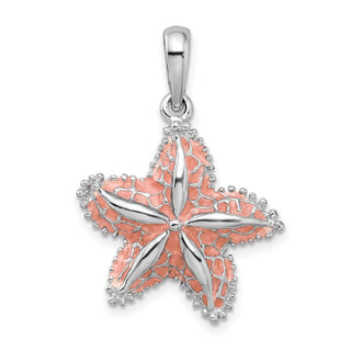 Sterling Silver Polished Enameled Starfish Pendant