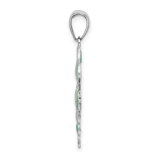 Sterling Silver Polished Enameled 4-Leaf Clover Pendant