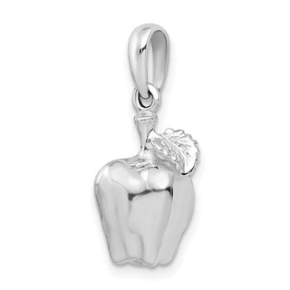 Sterling Silver Polished 3D Apple Pendant