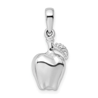 Sterling Silver Polished 3D Apple Pendant