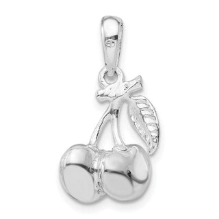 Sterling Silver Polished 3D Cherries Pendant