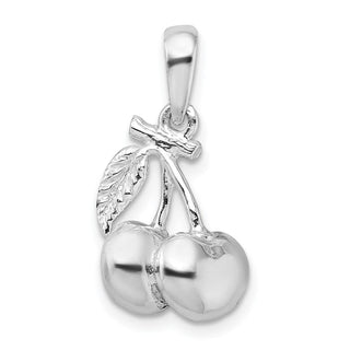 Sterling Silver Polished 3D Cherries Pendant