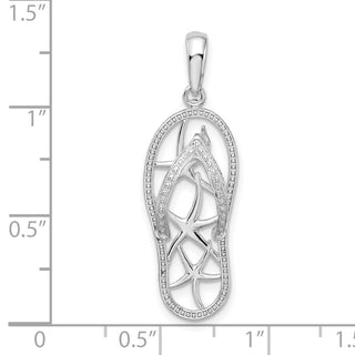 Sterling Silver Polished 3D Cut-out Starfish Flip-flop Pendant