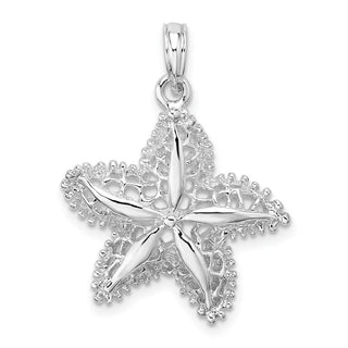 Sterling Silver Rhodium-plated Cut-out Filigree Starfish Pendant