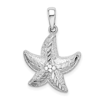 Sterling Silver Polished Diamond-cut Small Starfish Pendant
