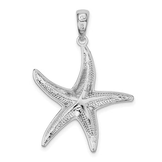 Sterling Silver Textured Diamond-cut Starfish Pendant