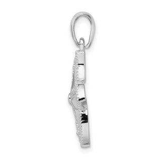 Sterling Silver Polished Diamond-cut Starfish Pendant