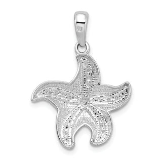 Sterling Silver Polished Diamond-cut Starfish Pendant