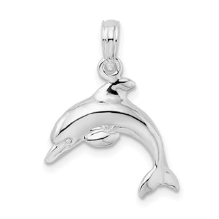 Sterling Silver Polished 3D Jumping Dolphin Pendant QC9854