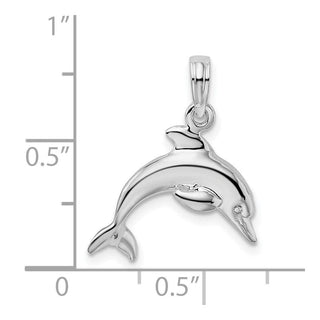 Sterling Silver Polished 3D Jumping Dolphin Pendant QC9854
