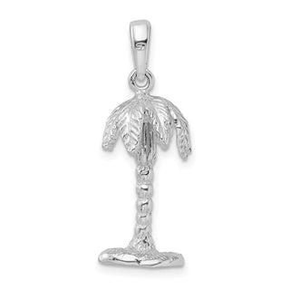 Sterling Silver Polished/Textured 3D Palm Tree Pendant