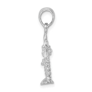 Sterling Silver Polished/Textured 3D Two Palm Trees Pendant