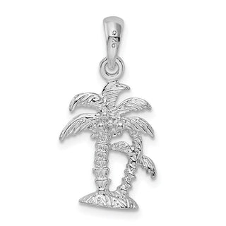 Sterling Silver Polished/Textured 3D Two Palm Trees Pendant