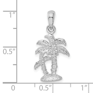 Sterling Silver Polished/Textured 3D Two Palm Trees Pendant
