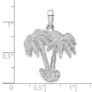 Sterling Silver Polished Two Palm Trees Pendant