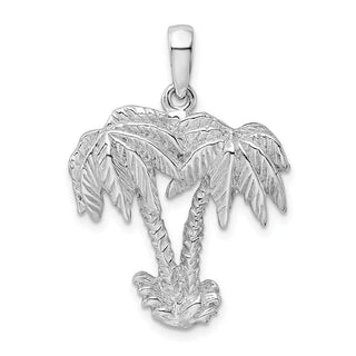 Sterling Silver Polished Two Palm Trees Pendant