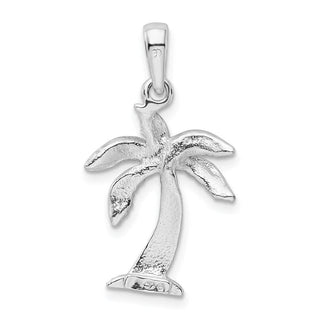 Sterling Silver Polished Palm Tree w/Textured Trunk Pendant
