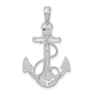 Sterling Silver Polished Anchor w/Rope Pendant QC9875