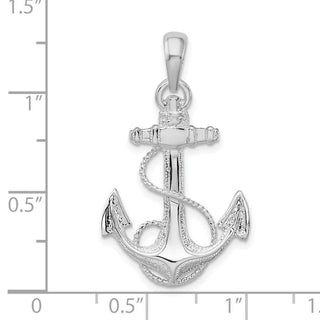 Sterling Silver Polished Anchor w/Rope Pendant QC9875