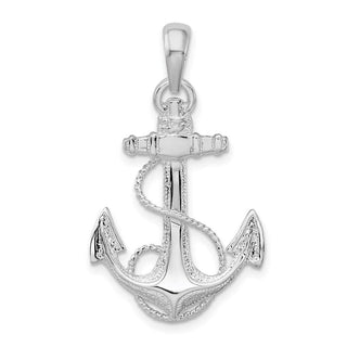 Sterling Silver Polished Anchor w/Rope Pendant QC9875