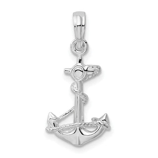 Sterling Silver Polished 3D Anchor w/Rope Pendant QC9877