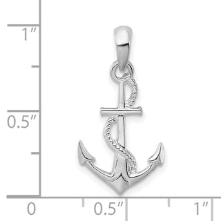 Sterling Silver Polished/Textured 3D Anchor w/Rope Pendant QC9878