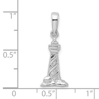 Sterling Silver Polished 3D Cape Hatteras Lighthouse Pendant