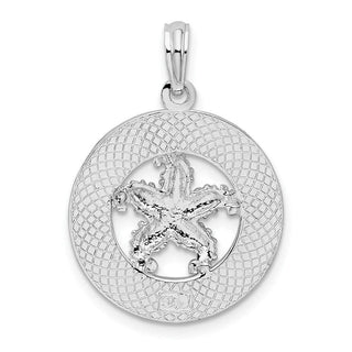 Sterling Silver Textured Siesta Key,FL w/Starfish Pendant