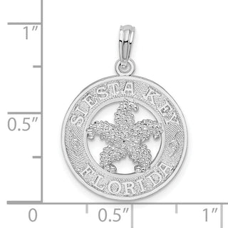 Sterling Silver Textured Siesta Key,FL w/Starfish Pendant