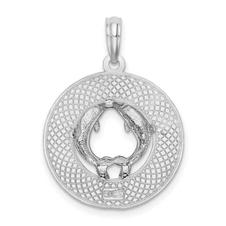 Sterling Silver Textured Key West w/Dolphins Pendant