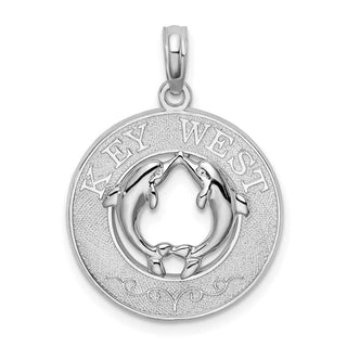 Sterling Silver Textured Key West w/Dolphins Pendant