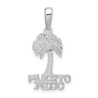 Sterling Silver Polished Puerto Rico Palm Tree Pendant