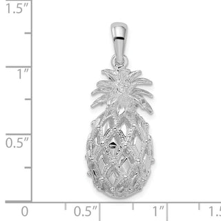 Sterling Silver Polished 3D Cut-out Large Pineapple Pendant
