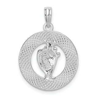 Sterling Silver Polished Bahamas Circle w/Shell Pendant