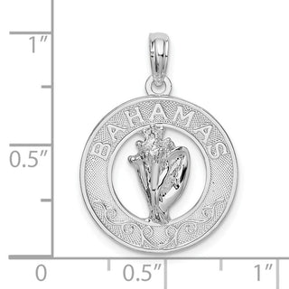 Sterling Silver Polished Bahamas Circle w/Shell Pendant