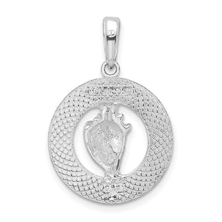 Sterling Silver Polished Antigua,W.I. Circle w/Shell Pendant