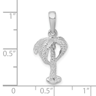 Sterling Silver Polished Palm Tree w/Coconuts Pendant