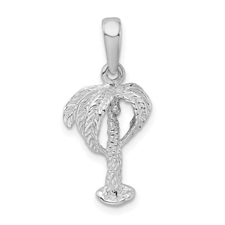 Sterling Silver Polished Palm Tree w/Coconuts Pendant
